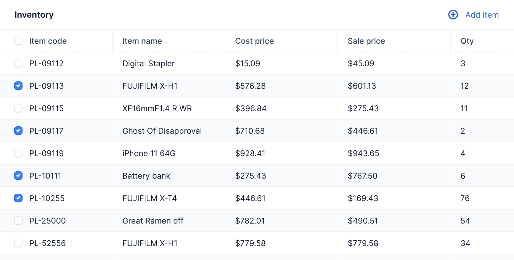 Asset management screen